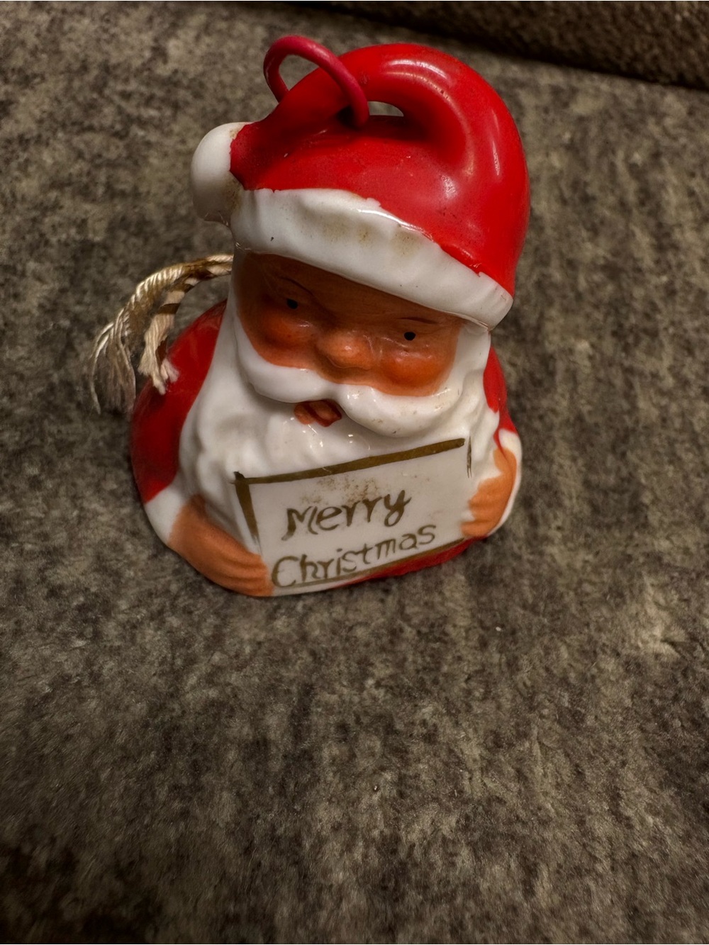 Vintage Santa 'Merry Christmas' Porcelain Bell 1940’s - 1950’s